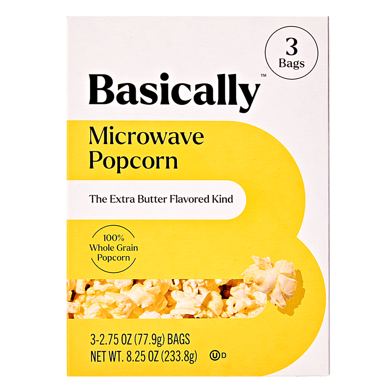 Basically 3ct Microwave Extra Butter Popcorn