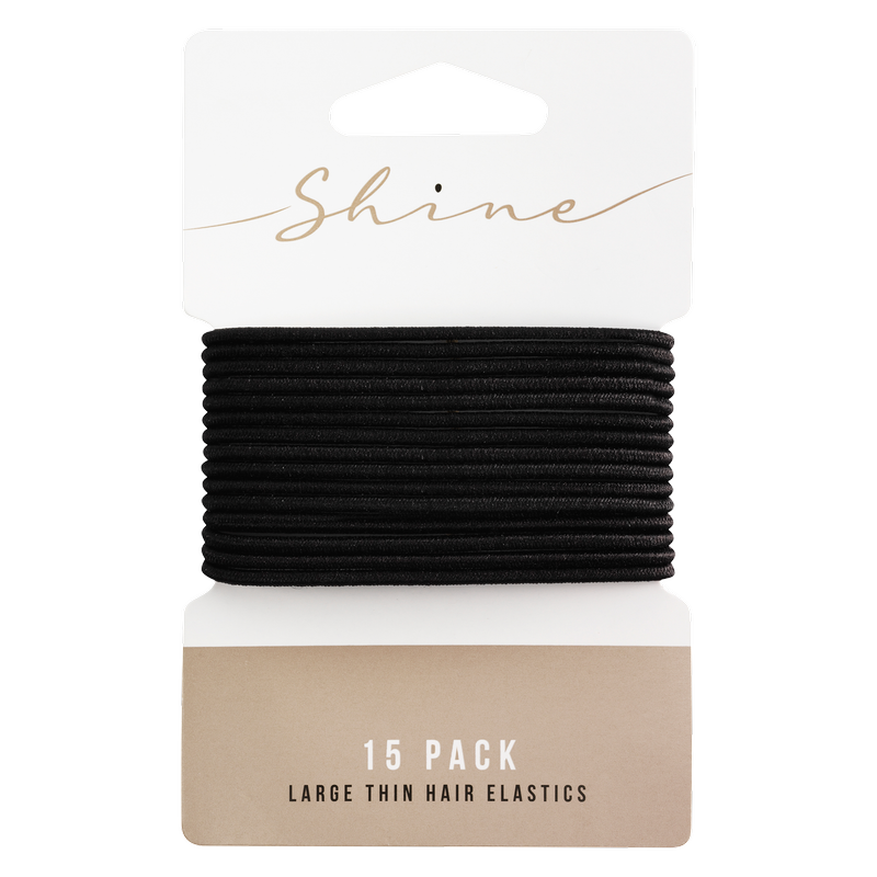 Shine Hair Elastics - Black, 15pcs