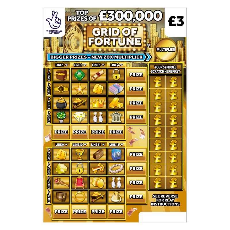 National Lottery Grid of Fortune Scratchcard, 1pcs : Home & Office