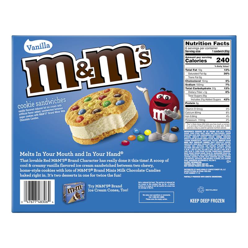 M&M's Vanilla Ice Cream Cookie Sandwichs 6ct 24oz