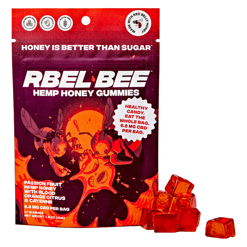Rbel Bee CBD Hemp Honey Gummies Passion Fruit - 17ct/1.8oz
