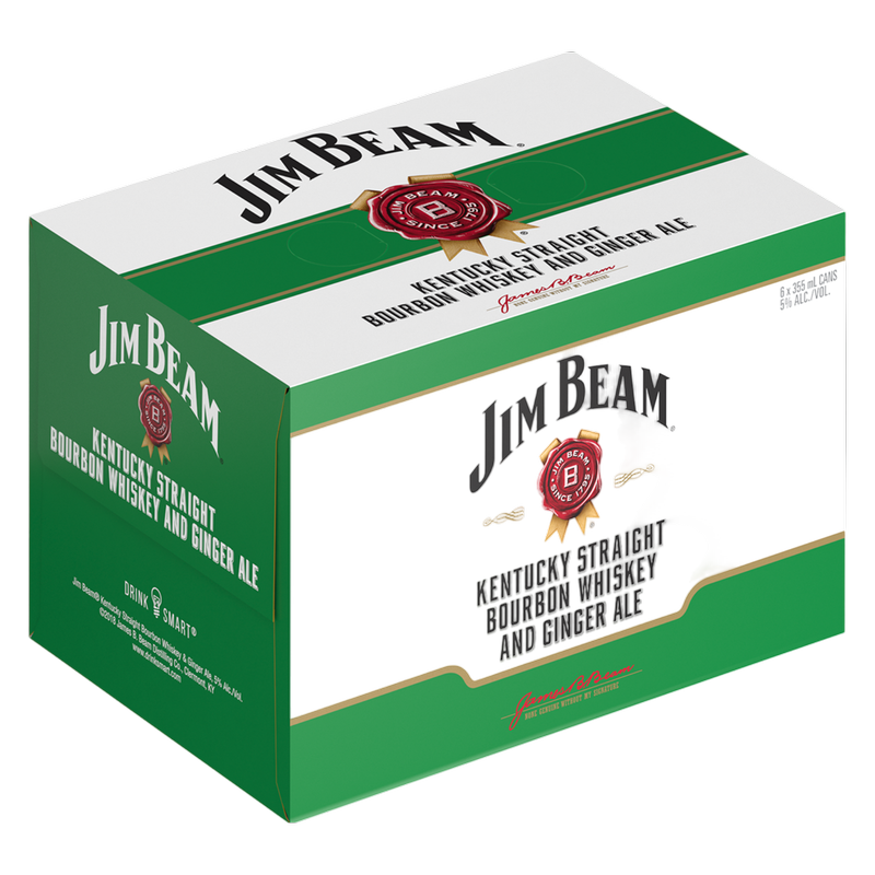 Jim Beam Kentucky Straight Bourbon and Ginger Ale 6pk 335ml  5% ABV