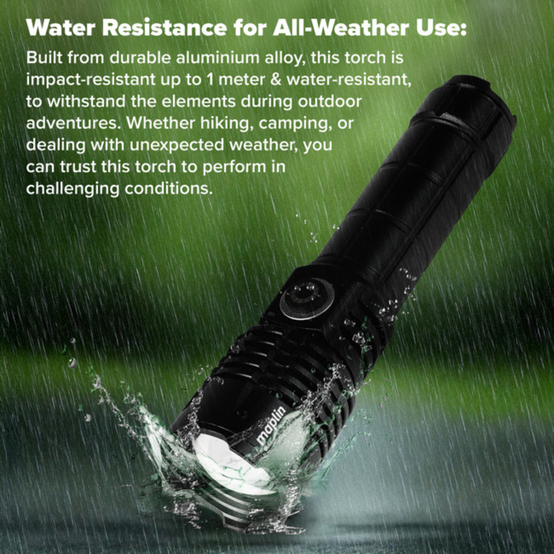 Maplin Rechargable LED Torch with 4 lighting Modes USB-C, 1pcs