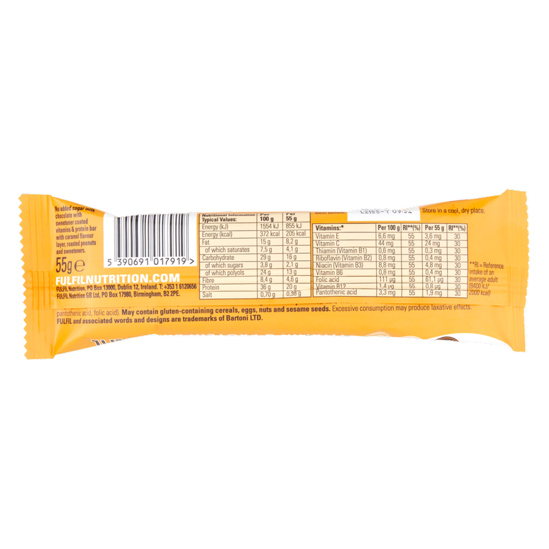 Fulfil Chocolate Peanut & Caramel Flavour Vitamin & Protein Bar, 55g
