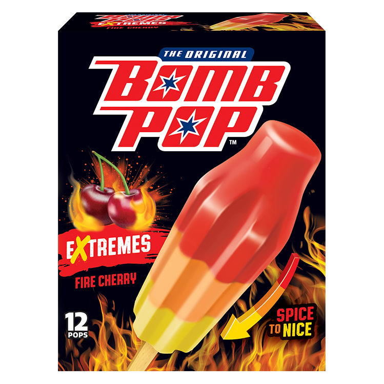 Bomb Pop Extremes Fire Cherry Ice Pops 12ct