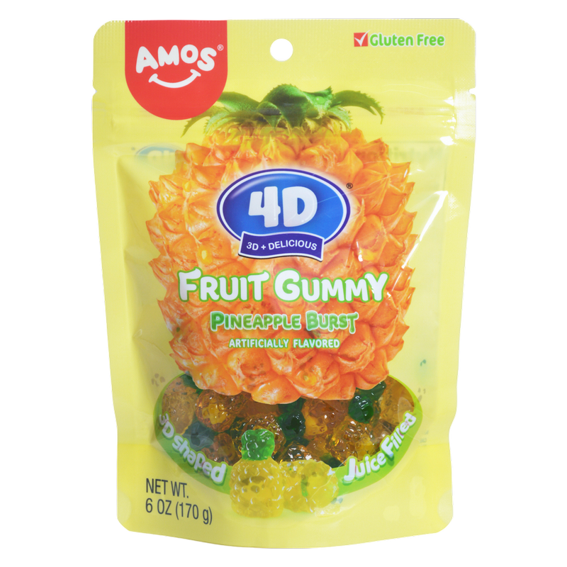 Amos 4D Pineapple  Burst Gummy, 6 oz