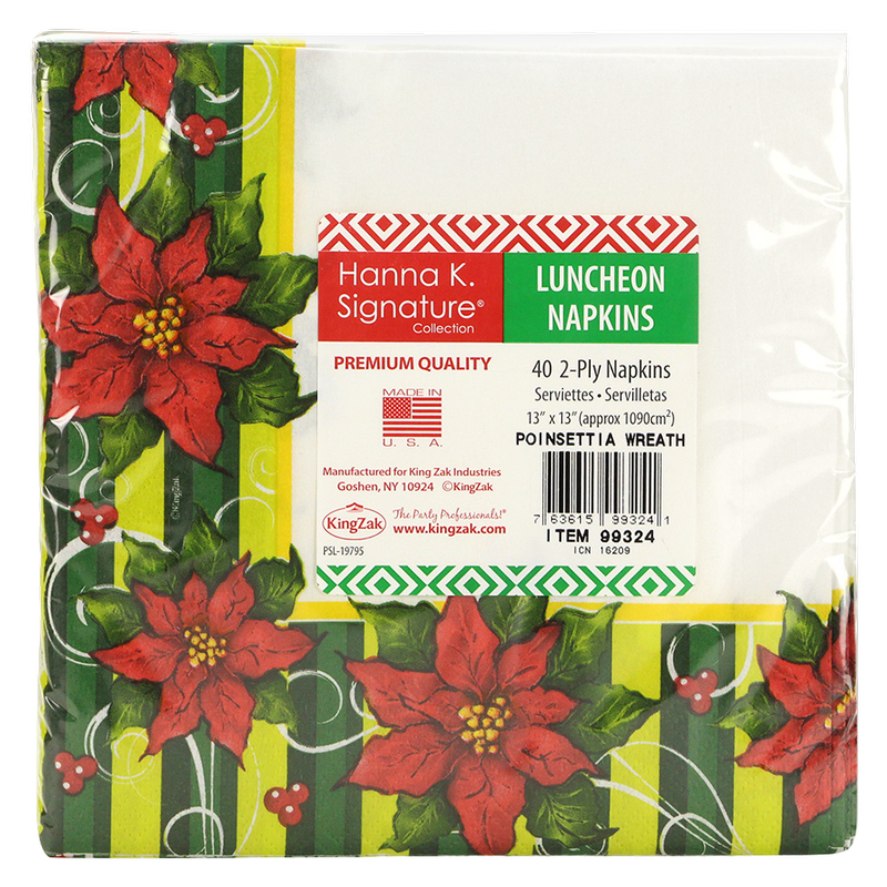 Poinsettia ​Wreath ​Napkins 40ct