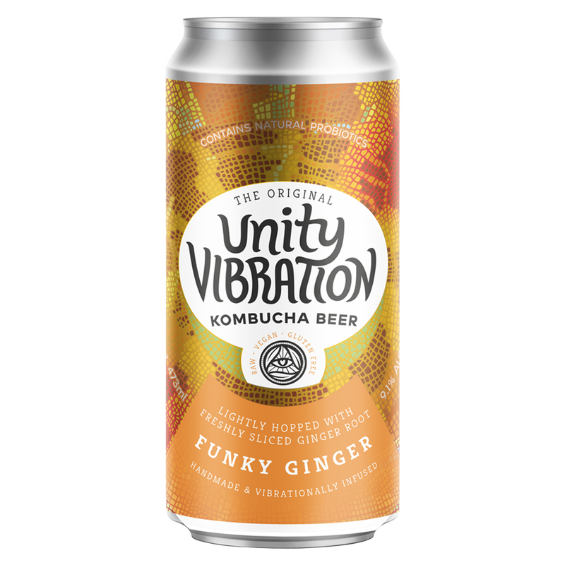 Unity Vibration Kombucha Beer Funky Ginger Single 16oz Can