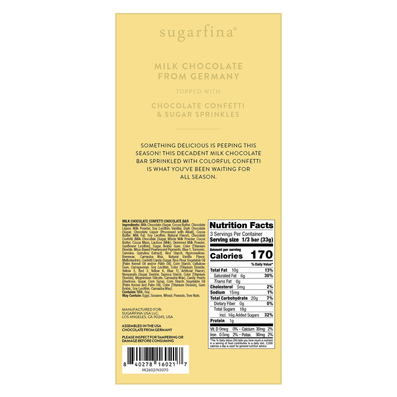 Sugarfina Milk Chocolate Confetti Bar 3.5oz