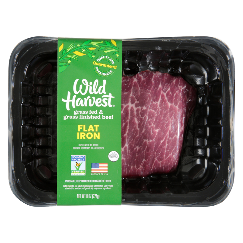 Wild Harvest Frozen Grass Fed Flat Iron Steak - 8oz