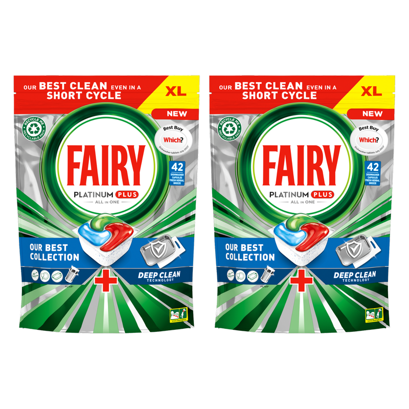 Fairy Platinum Plus Dishwasher Tablets Deep Clean, 2 x 42pcs