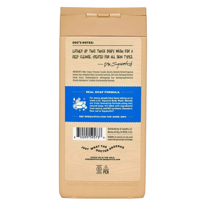 Dr. Squatch Men's Non-Exfoliating Body Wash, Fresh Falls, 14oz