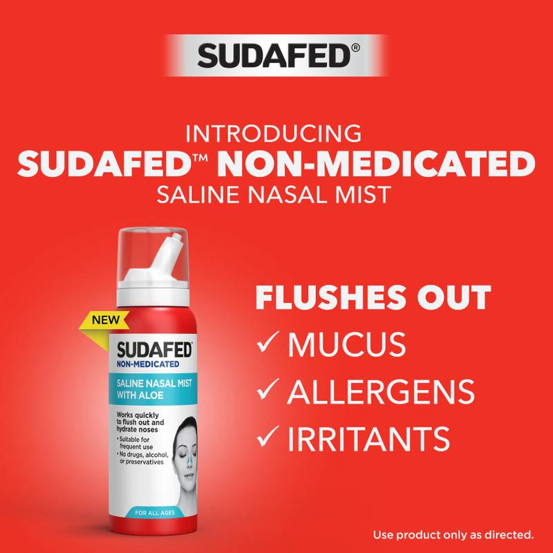 Sudafed Non-Medicated Saline Nasal Mist with Aloe, 3 Fl. Oz