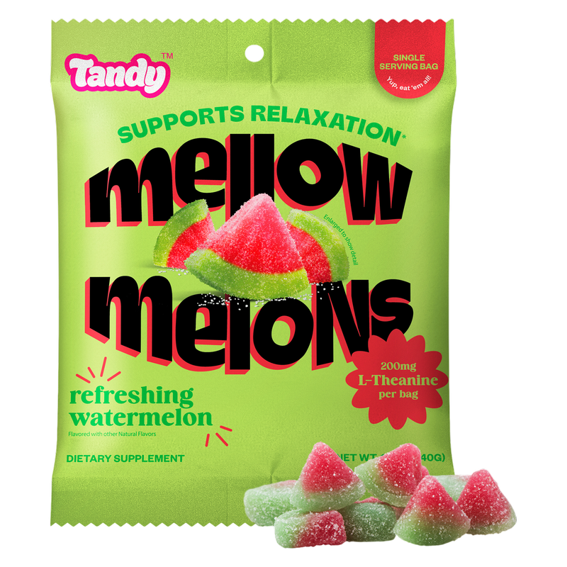 Tandy Mellow Melons, Watermelon Flavored Gummies with L-Theanine, 1.4oz