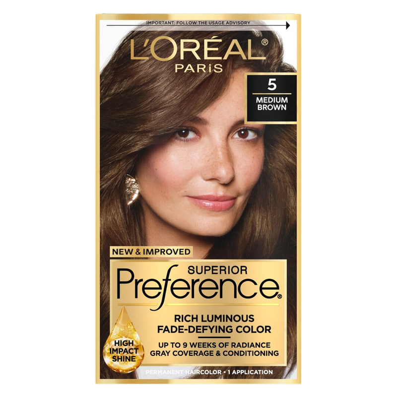 L'Oreal Paris Superior Preference Permanent Hair Color, 5 Medium Brown, 1 kit