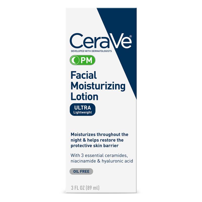 CeraVe PM Moisturizing Lotion, Night Cream for All Skin Types 