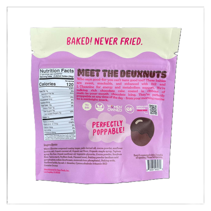 Deux Enhanced Donut Holes Chocolate 2.1 oz
