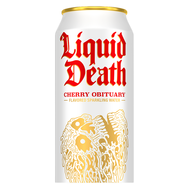 Liquid Death Sparkling Water Cherry Obituary 19.2oz Can