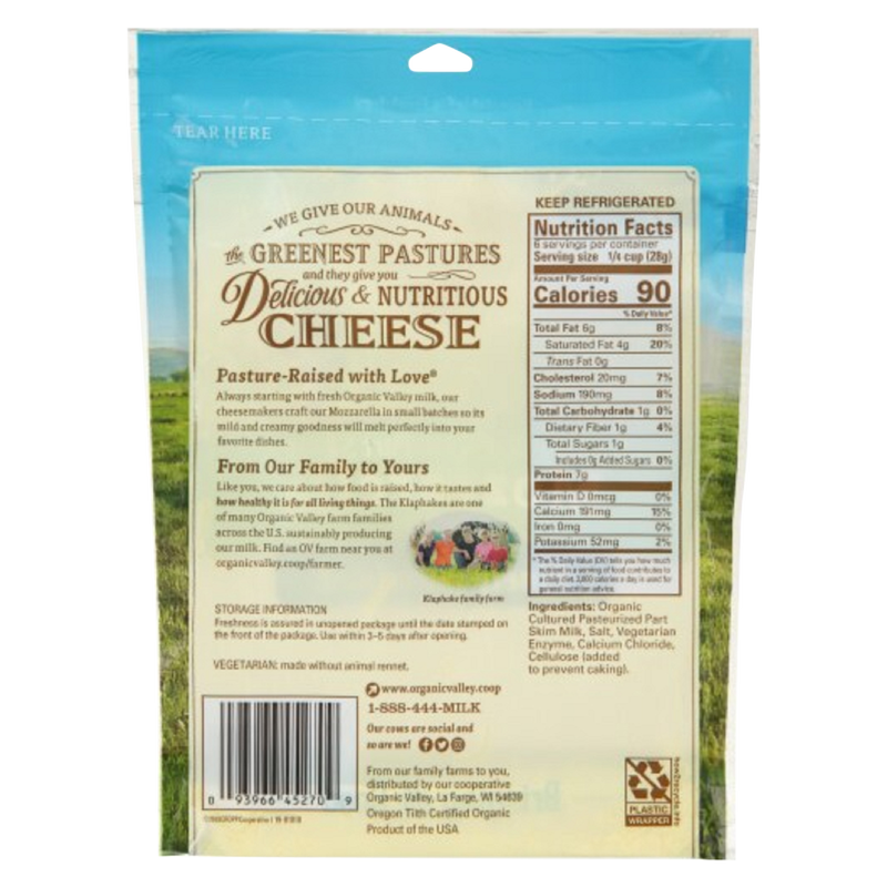 Organic Valley Part Skim Mozzarella Finely Shredded Cheese - 6oz