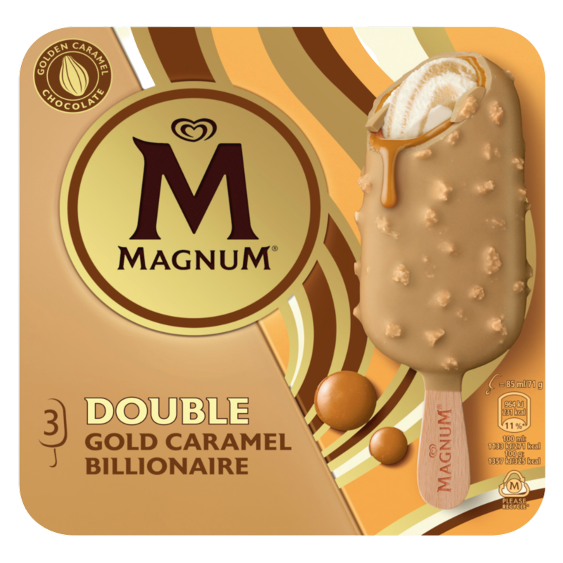Magnum Double Gold Caramel Billionaire, 3 x 85ml