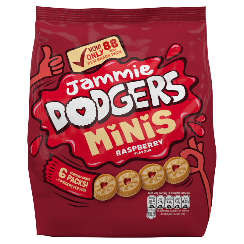 Jammie Dodger Mini Biscuit Snack Packs, 6 x 20g