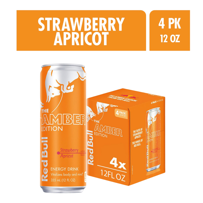 Red Bull The Amber Edition Strawberry Apricot Energy Drink 4pk 12oz Can