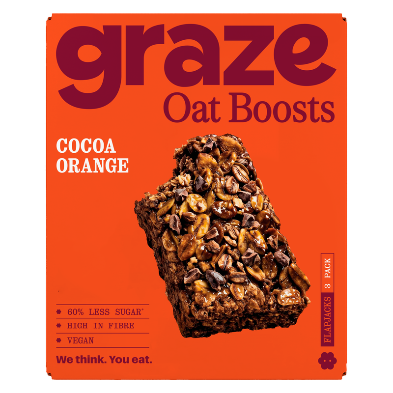 Graze Cocoa Orange Oat Boosts Flapjacks, 3 x 40g