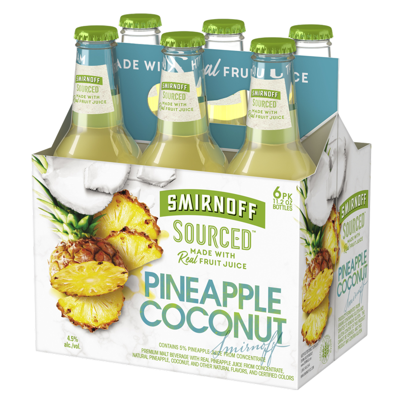 Smirnoff Sourced Pineapple Coconut 6pk 11.2oz Btl