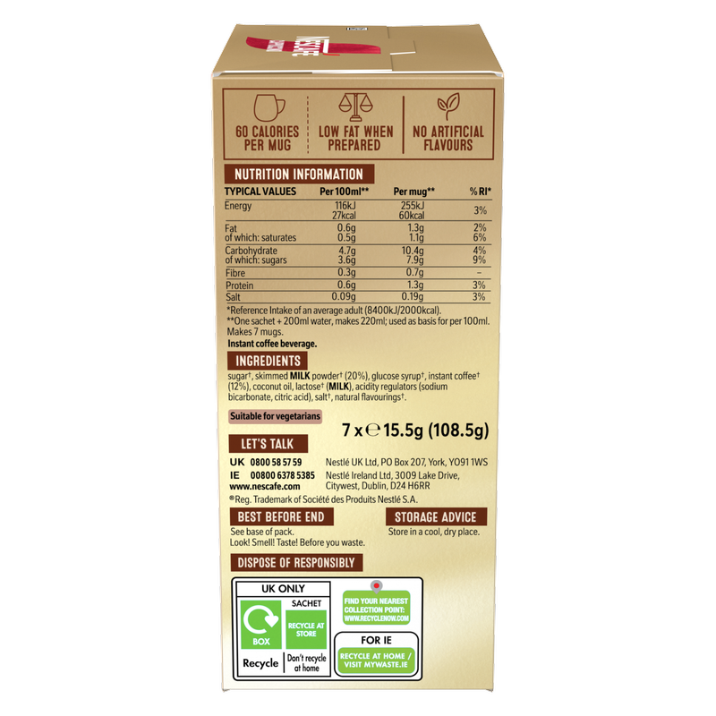 Nescafe Cappuccino Instant Coffee, 7 x 15.5gg