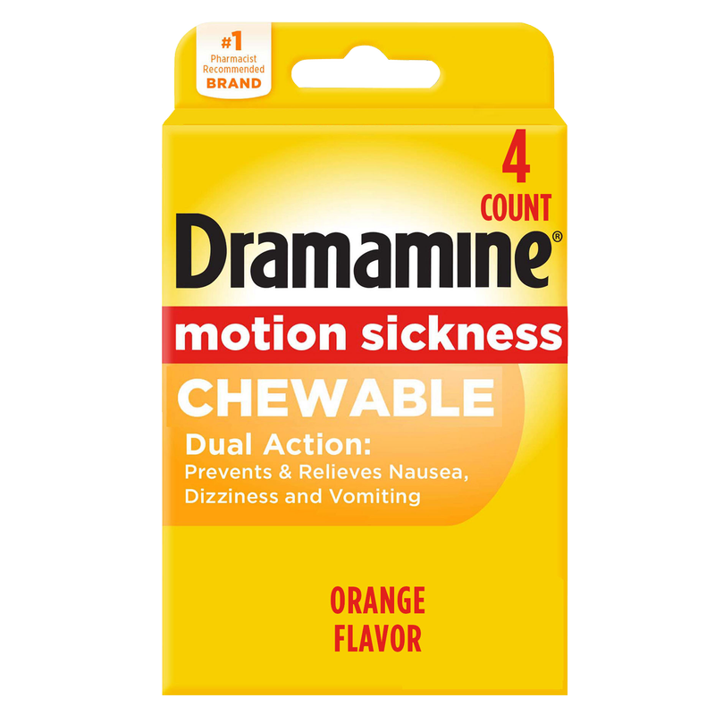 Dramamine Chewable Motion Sickness Relief Tablets Orange 4ct