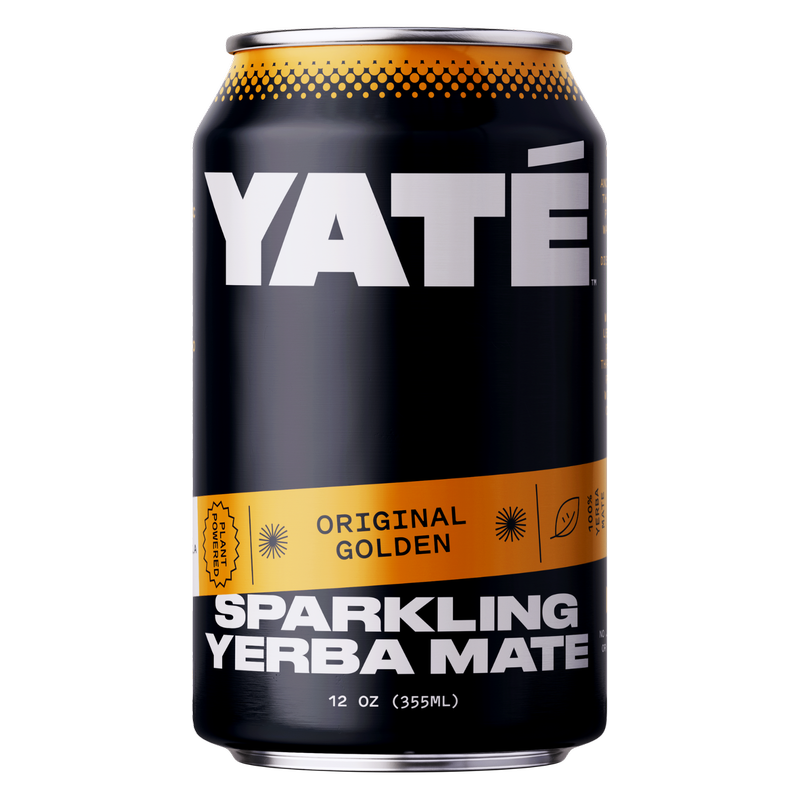 YATE Organic Sparkling Yerba Mate Tea Original Golden 12oz Can