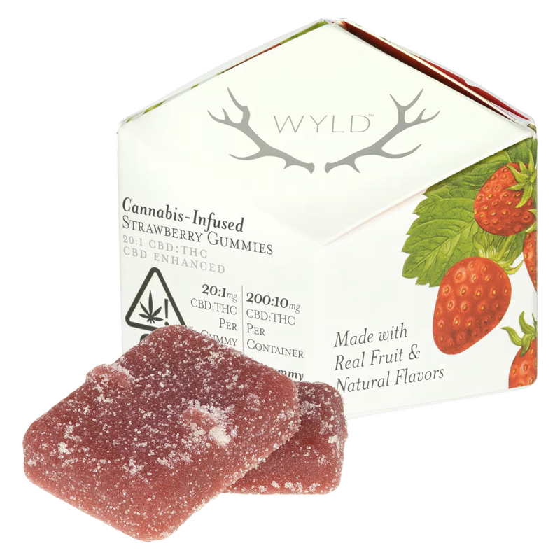 Wyld Strawberry 20mg CBD, 1mg THC Gummies, 10 Count
