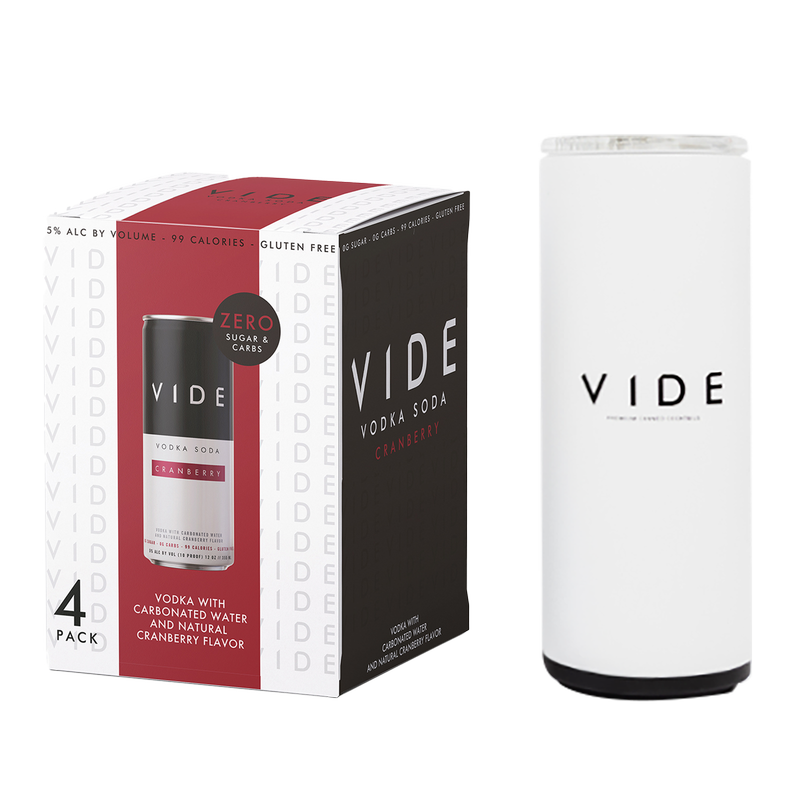 VIDE Cranberry Vodka Soda 4pk 12oz Can 5% ABV + Koozie Bundle