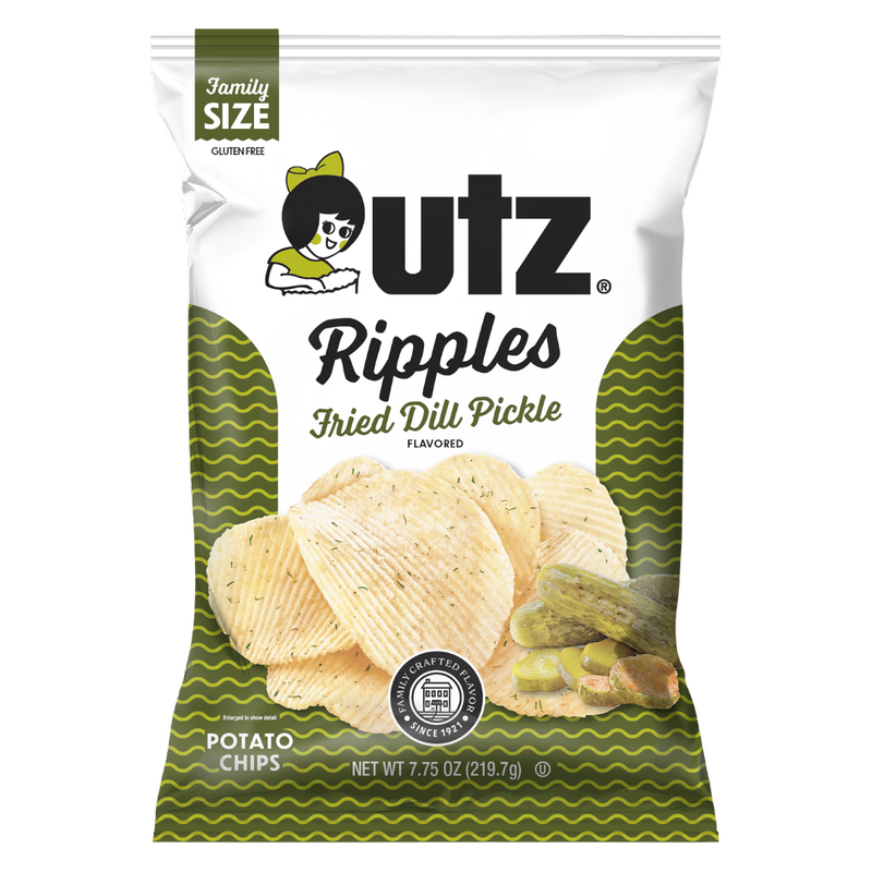Utz Potato Chips Ripples Fried Dill Pickle 7.75oz