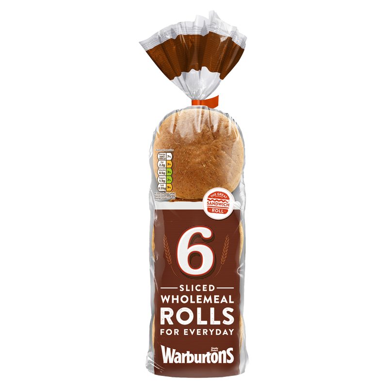 Warburtons Sliced Wholemeal Rolls, 6pcs