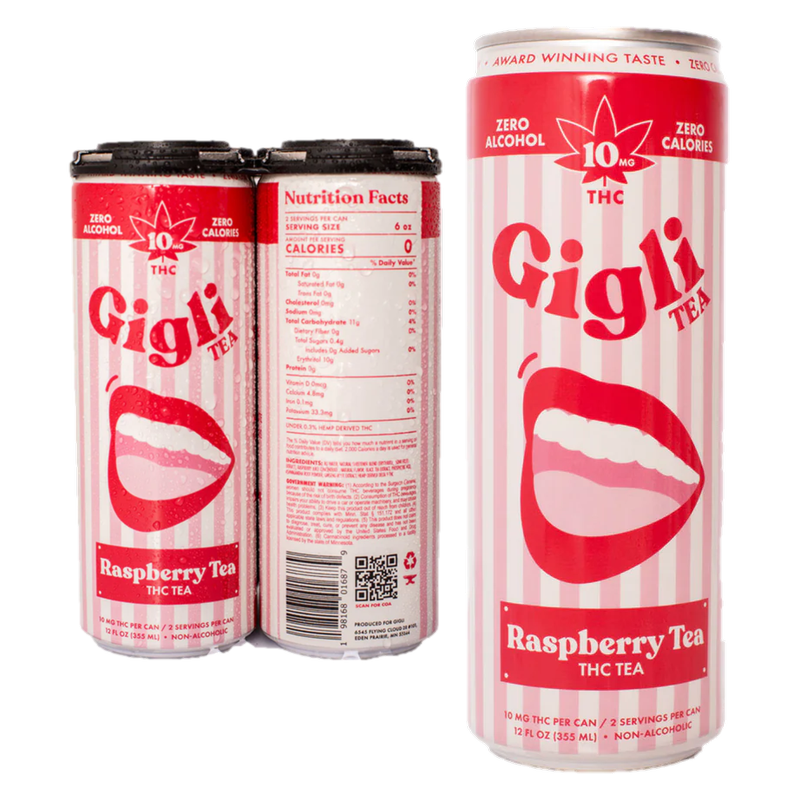 Gigli 10mg THC Raspberry Tea 4pk 12oz Can