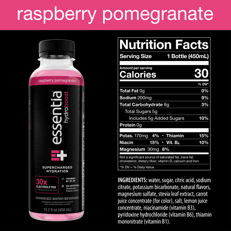 Essentia Hydroboost Raspberry Pomegranate 15.2oz Bottle