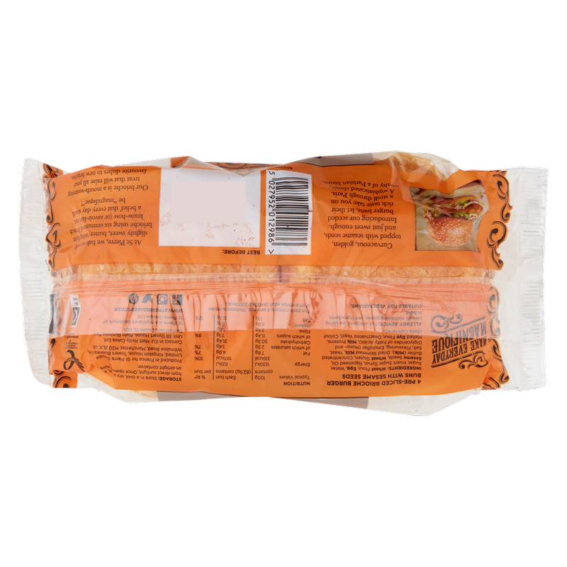 St Pierre 4 Large Seeded Brioche Burger Buns, 250g