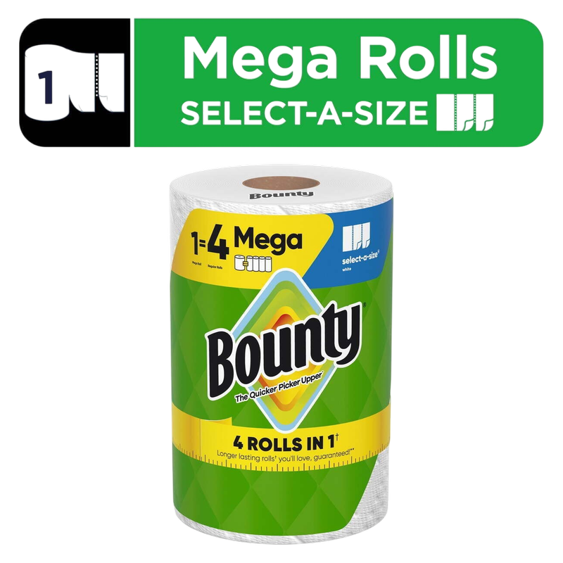 Bounty Paper Towels Select-A-Size White, 1 Mega Roll