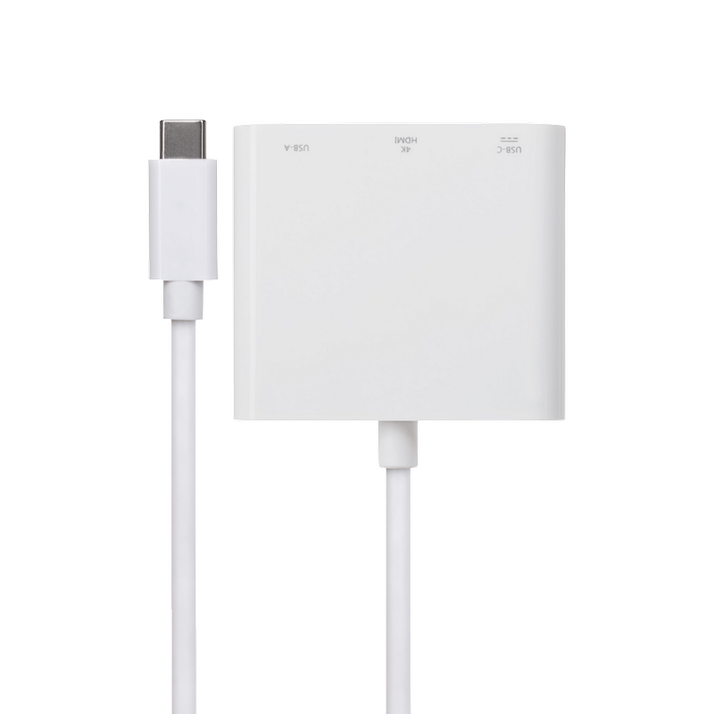 Nikkai USB-C to USB-C/HDMI/USB-A Multi-Port Hub, White, 1pcs