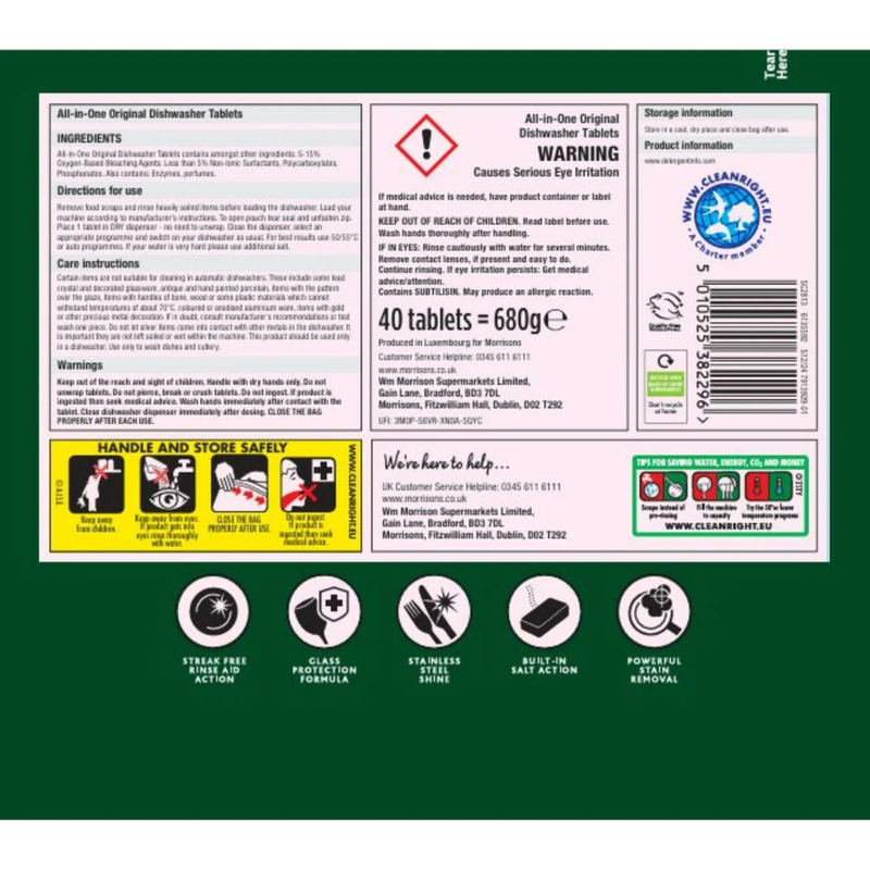 Morrisons  All In One Original Dishwasher Tablets, 40pcs