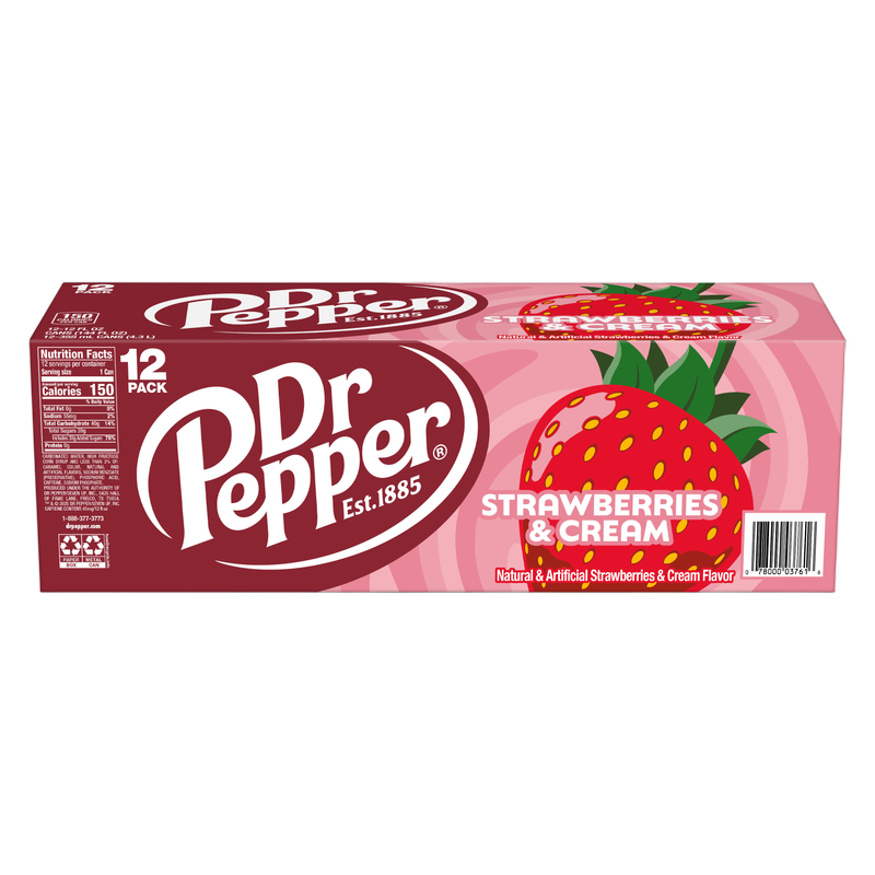 Dr Pepper Strawberries and Cream 12pk 12oz Can