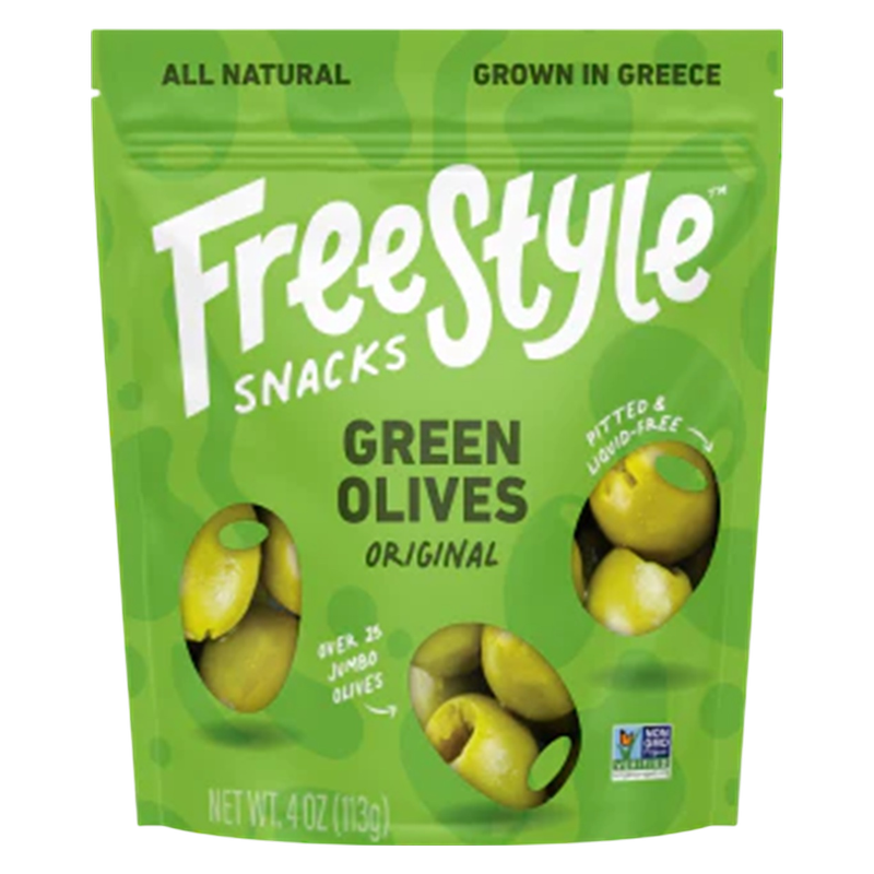 Freestyle Snacks Original Green Olives Pouch, 4oz. 