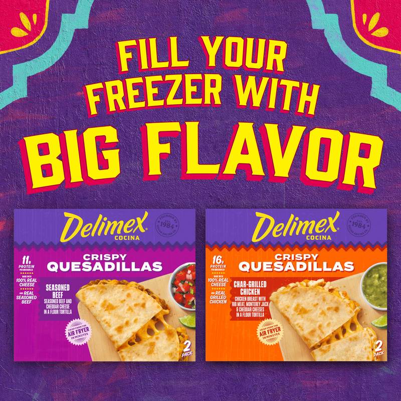 Delimex Seasoned Beef Crispy Quesadillas, 7 oz box