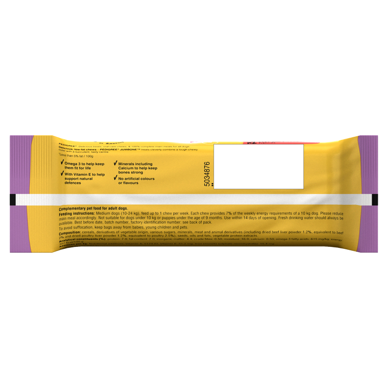 Pedigree Jumbone Medium Dog Treat with Beef & Poultry, 180g