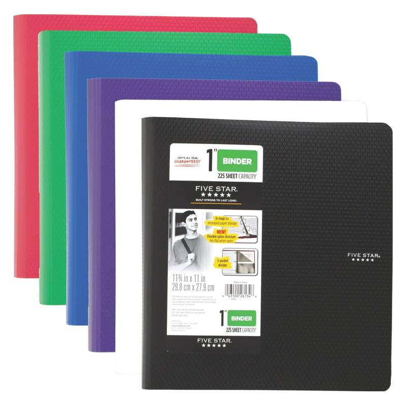 Five Star Binder 11 3/4" x 11 Assorted