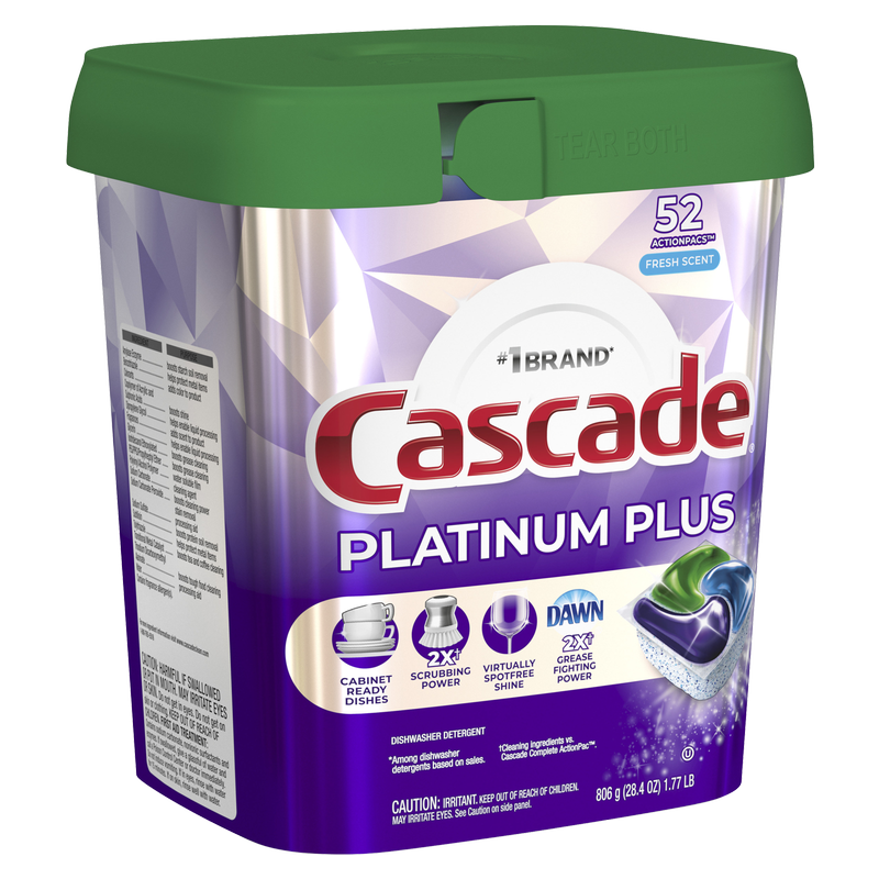 Cascade Platinum Plus Dishwasher Detergent Pods Fresh Scent 52ct