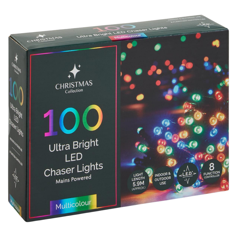 Morrisons 100 Multi Colour LED Chaser Fairy Lights, 1pcs