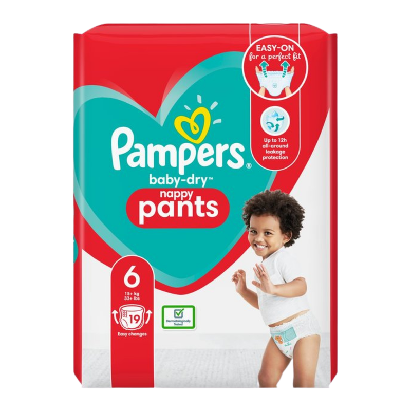 Pampers Baby-Dry Nappy Pants Size 6, 19s
