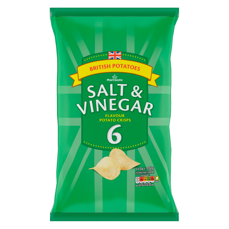 Morrisons Salt & Vinegar Flavour Potato Crisps, 6 x 25g